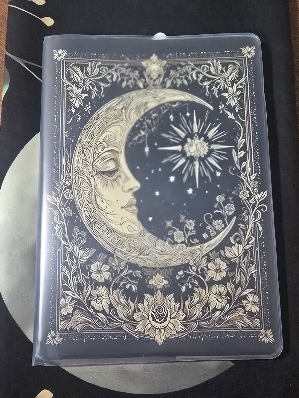 Moon & Stars Floral Notebook with Gold Foil Design